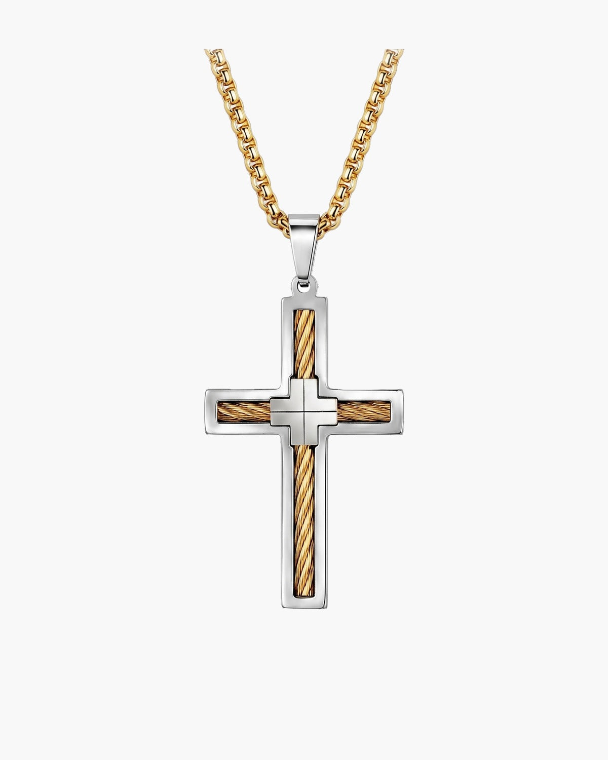 The Cable Cross in silver / gold, front view [c:silver-gold]
