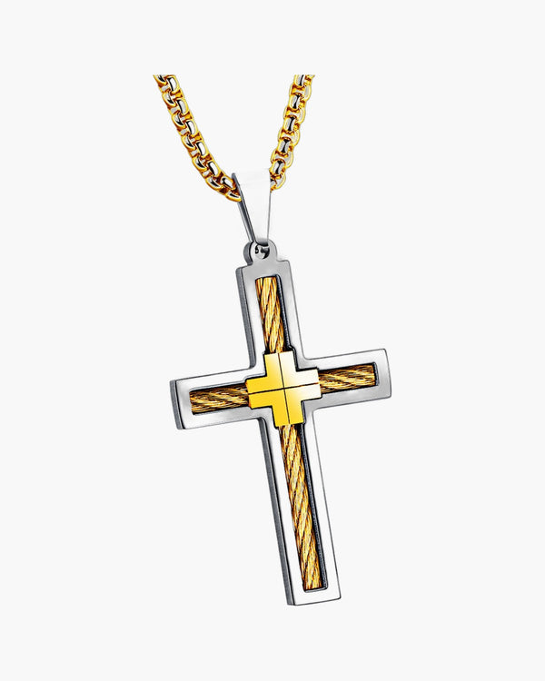 The Cable Cross Stainless Steel Cable Cross Necklace view 3