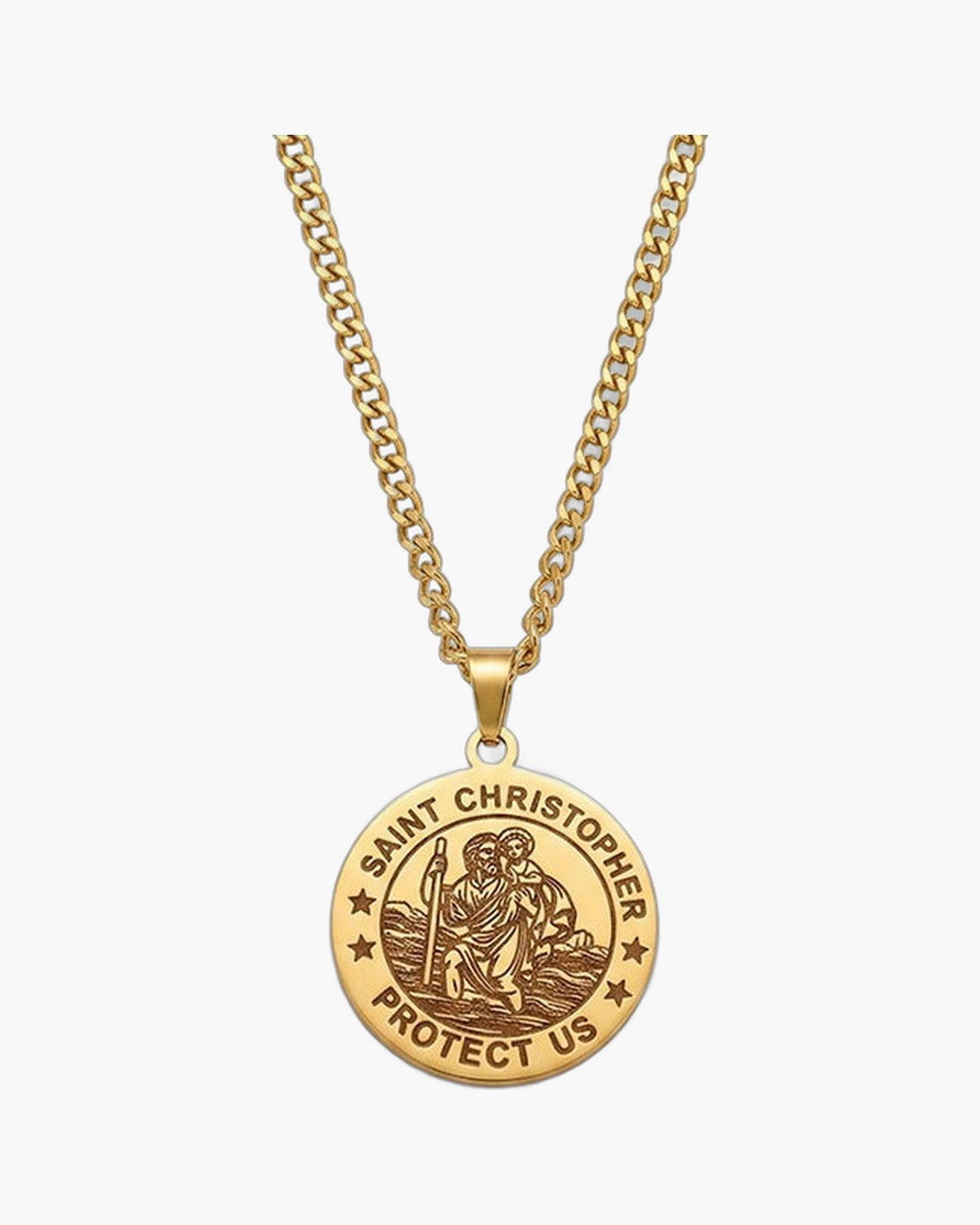 The Christopher Coin, Saint Christopher Protect Us Coin Necklace in Stainless Steel, view 2