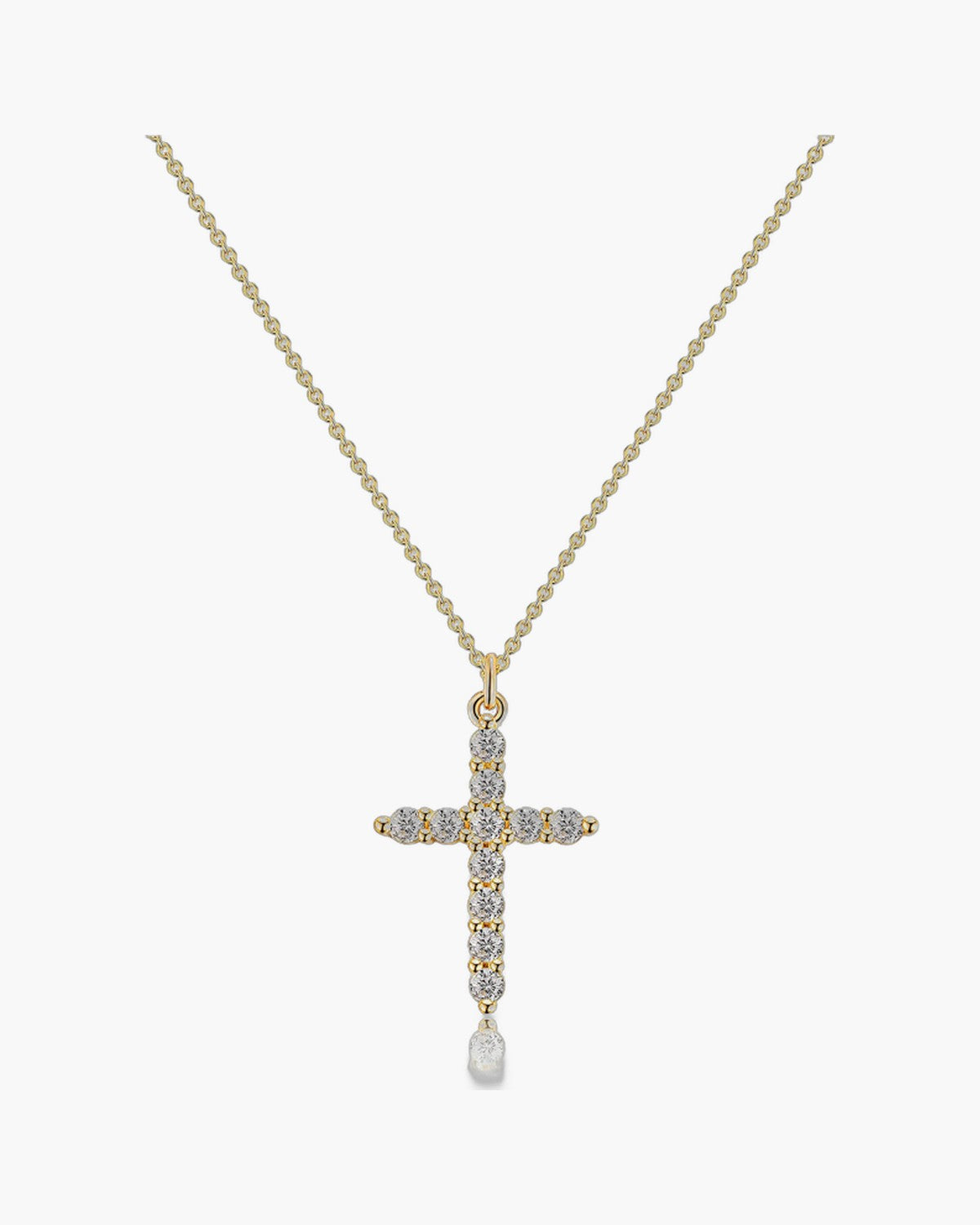 The Crystal Cross, Gold-Plated Cubic Zirconia Cross Necklace