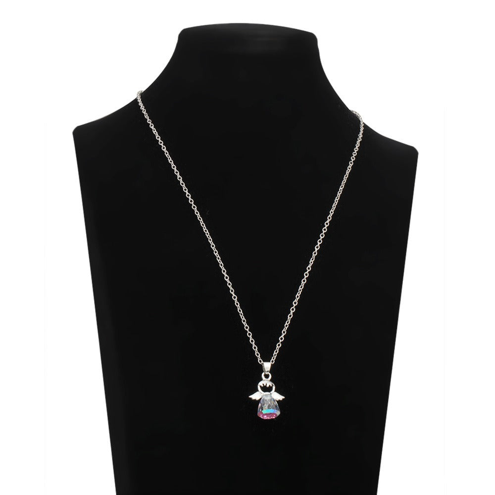 The Crystal Guardian, Guardian Angel Pendant Necklace with Faceted Crystal, view 4