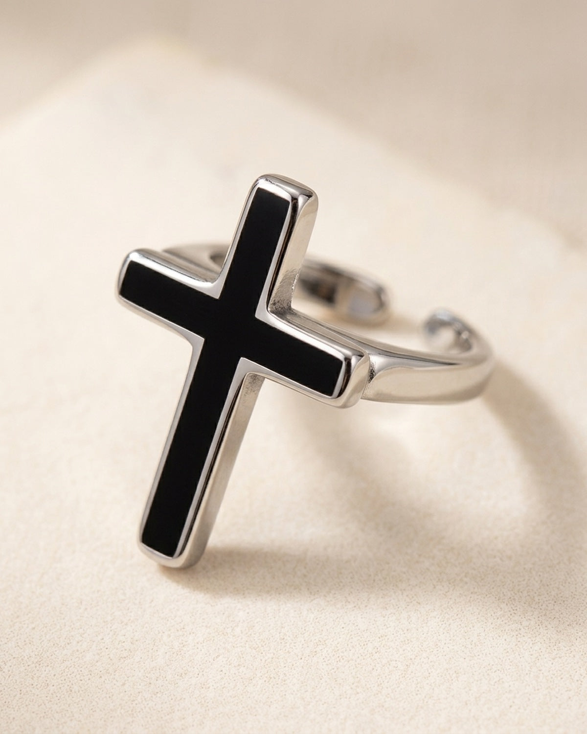 Close-up of the silver Darkened Cross