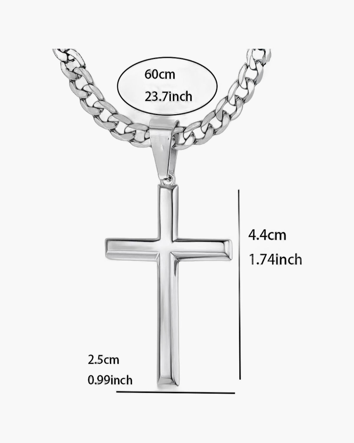 The Devotional Cross, Silver, 60 cm