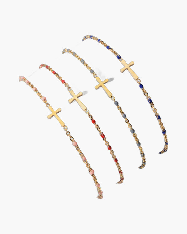 The Devout Path Stainless Steel Sideways Cross Bracelet view 2