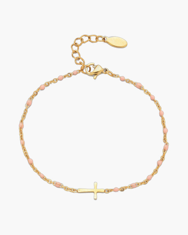The Devout Path Stainless Steel Sideways Cross Bracelet