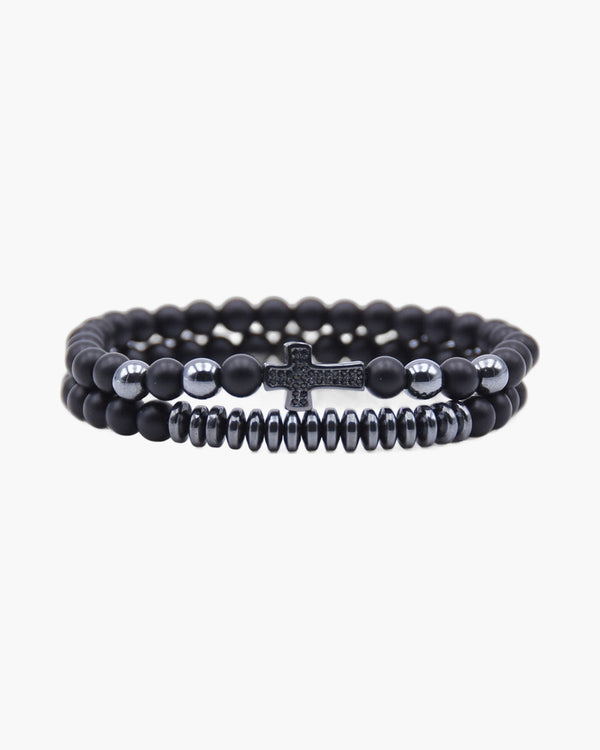 The Devout Strand Natural Bead Cross Elastic Bracelet view 4