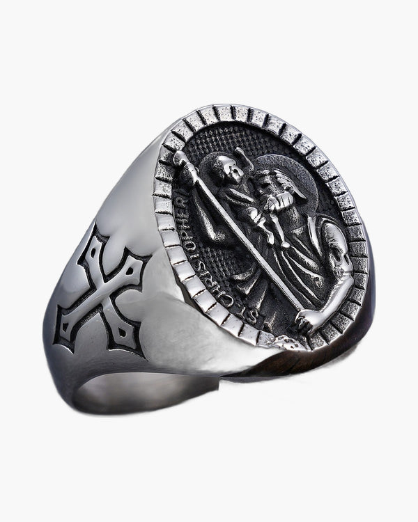 The Divine Carrier Stainless Steel Saint Christopher Ring view 7