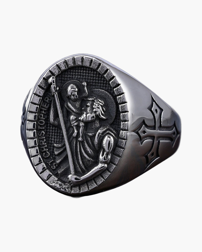 The Divine Carrier Stainless Steel Saint Christopher Ring