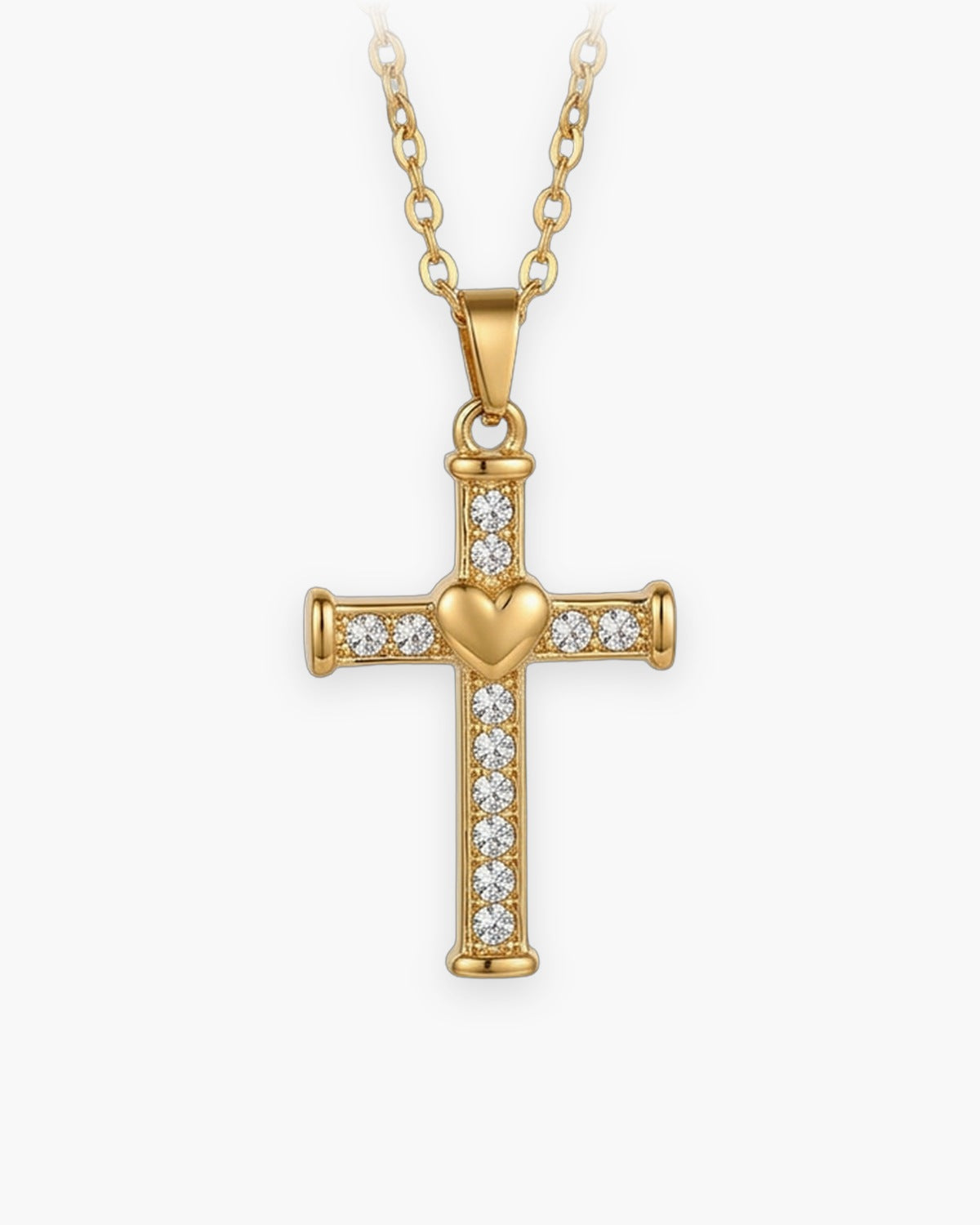 The Enduring Heart Cross in gold, front view