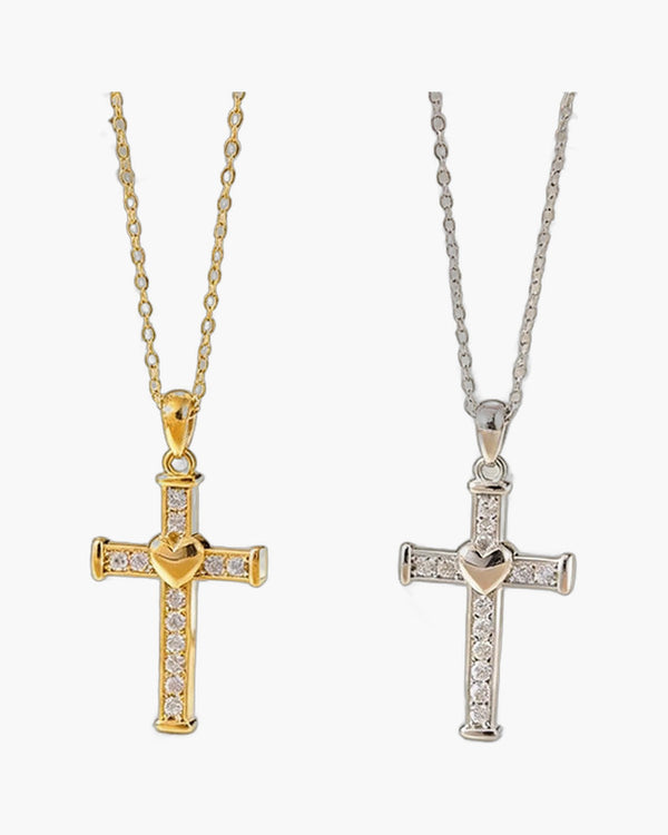 The Enduring Heart Cross Stainless Steel Heart Cross Necklace