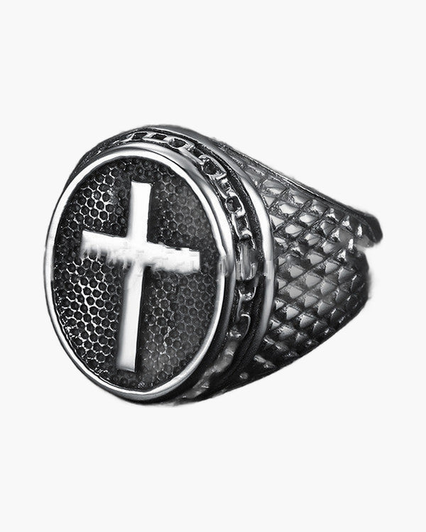 The Enduring Mark Stainless Steel Cross Men's Ring