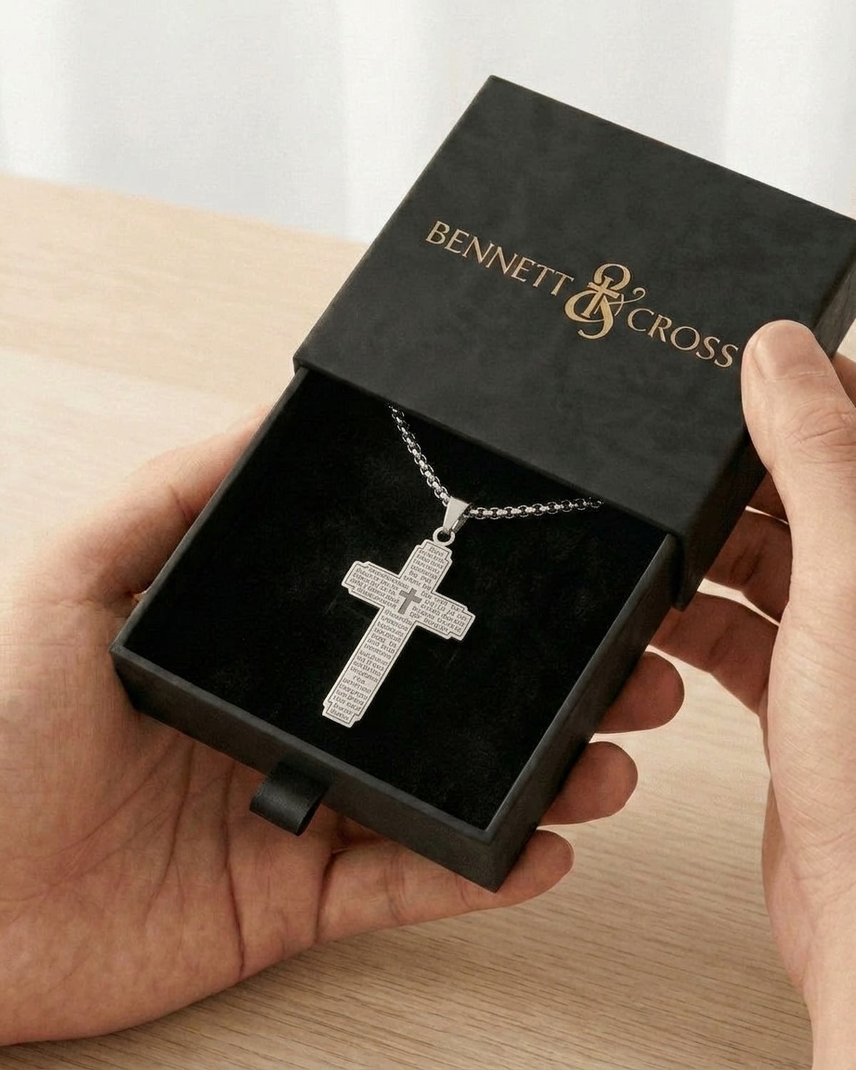 The Engraved Prayer in its Bennett & Cross gift box [c:silver]