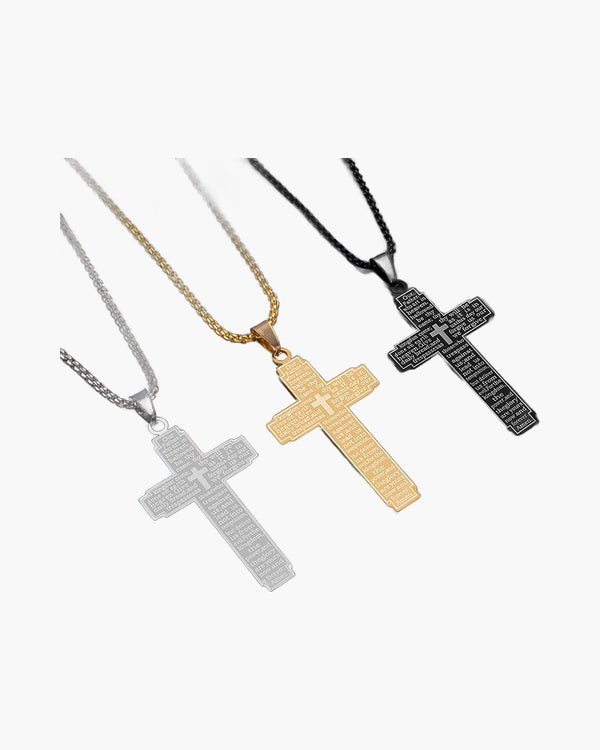 The Engraved Prayer Stainless Steel Lord's Prayer Cross Necklace view 6