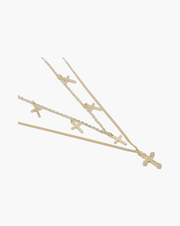 The Faithful Layers Stainless Steel Layered Cross Necklace view 6