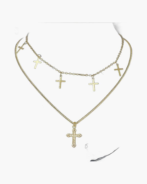 The Faithful Layers Stainless Steel Layered Cross Necklace view 3 [orig] [hide]