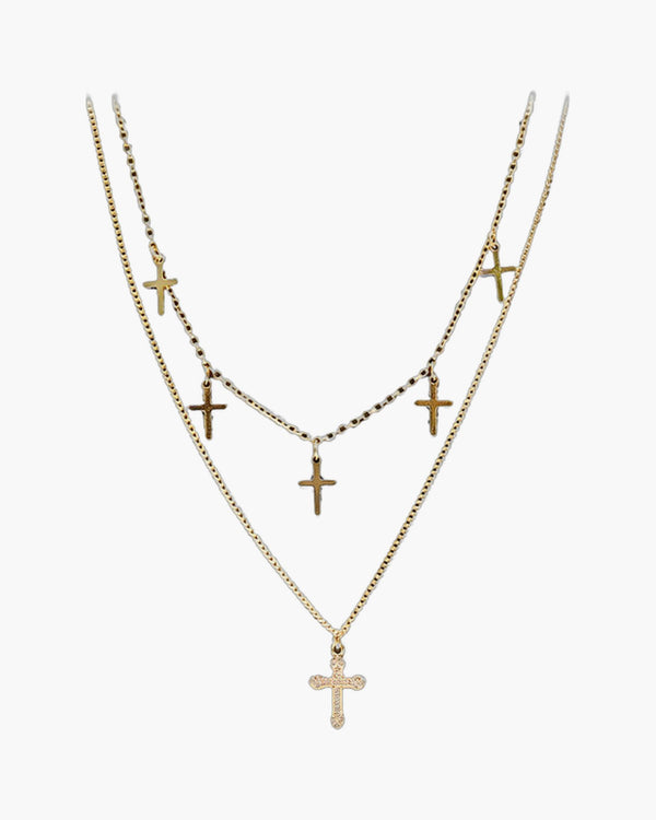 The Faithful Layers Stainless Steel Layered Cross Necklace view 7