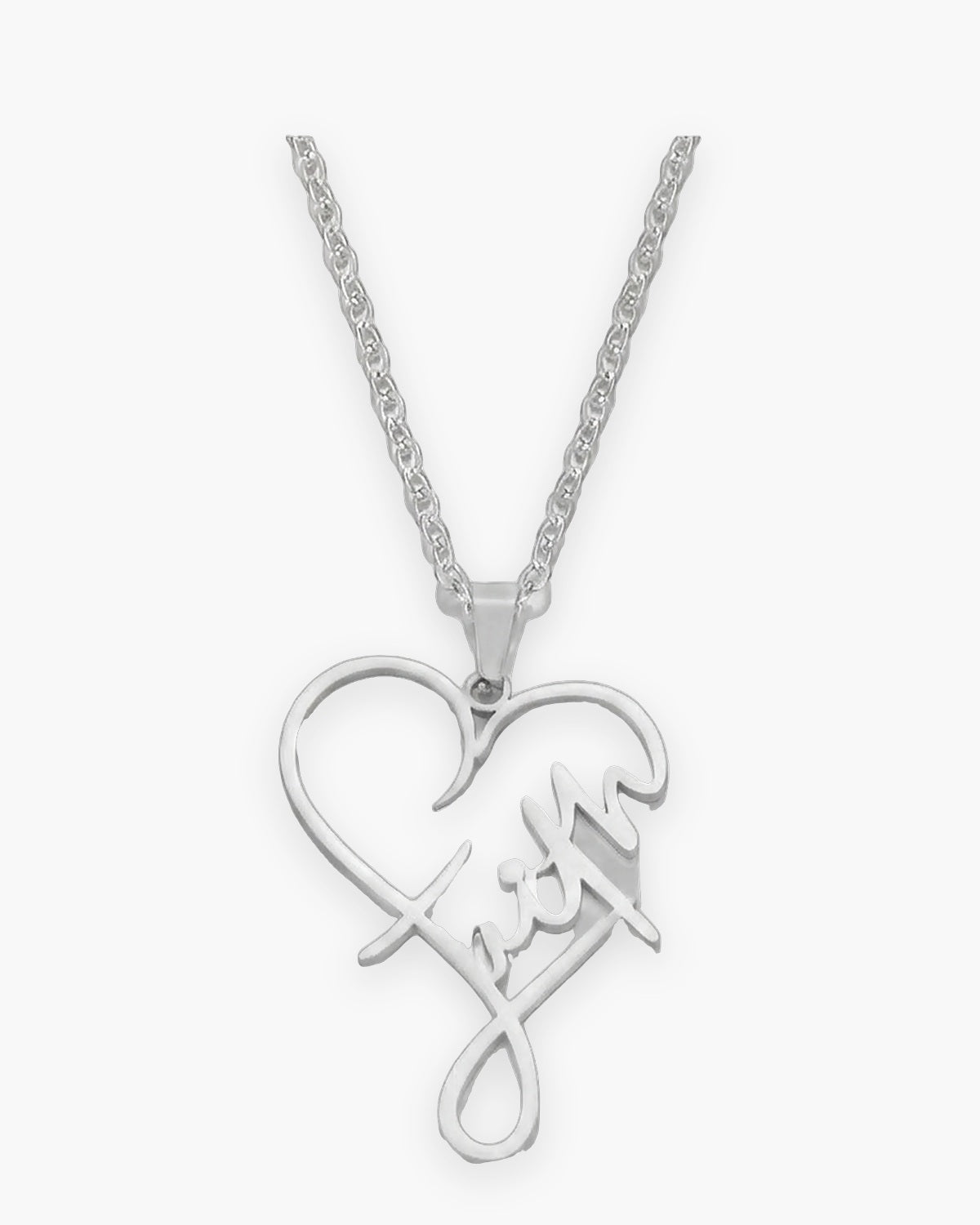 The Faithful Script in silver, front view [c:silver]