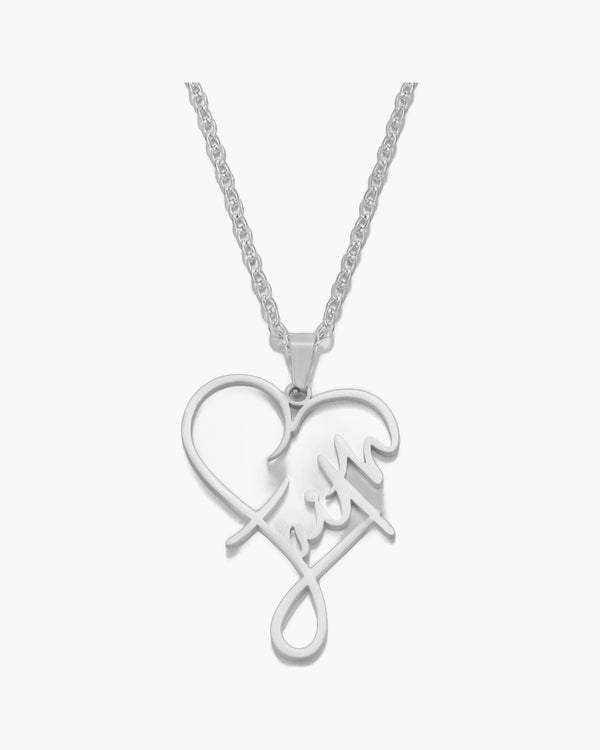 The Faithful Script Stainless Steel Faith Script Necklace Bracelet view 2