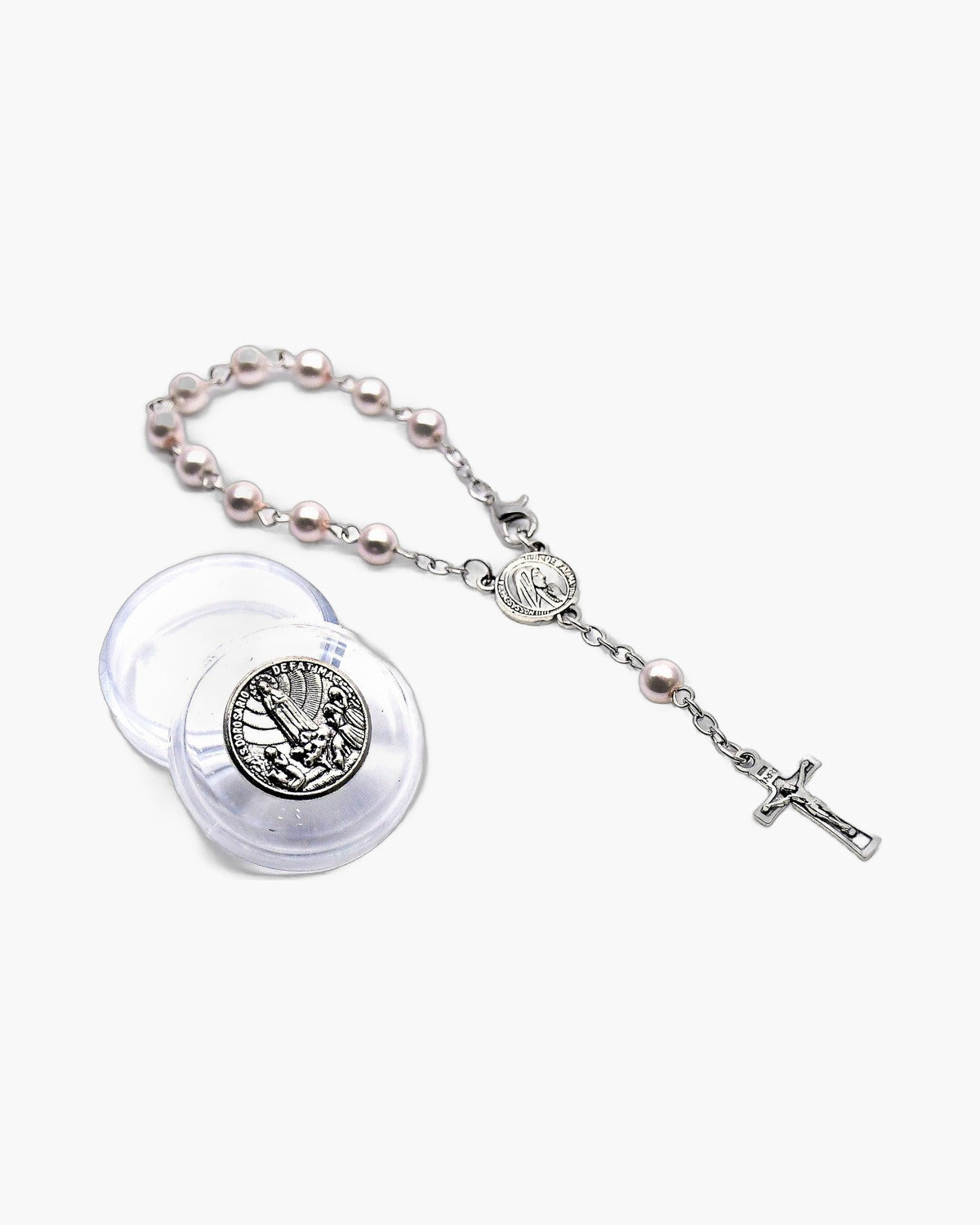 The Fatima Decade, Pearl Bead One-Decade Rosary Bracelet with Our Lady of Fatima Case, view 4