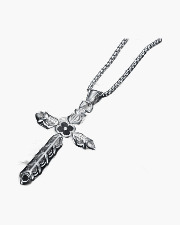 The Floral Cross Stainless Steel Floral Cross Necklace view 5