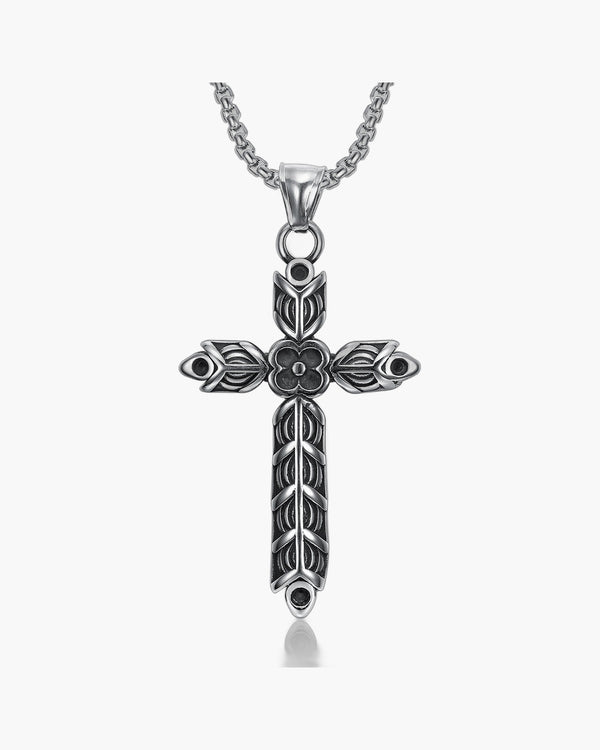 The Floral Cross Stainless Steel Floral Cross Necklace view 2