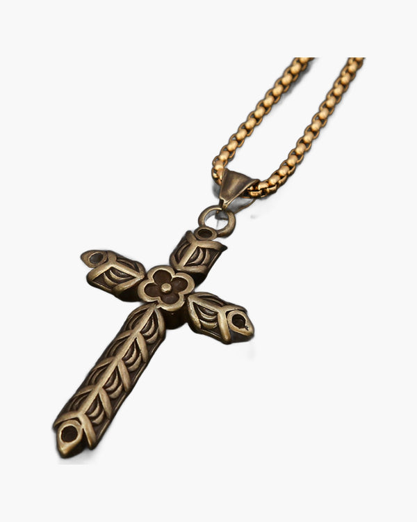 The Floral Cross Stainless Steel Floral Cross Necklace view 3