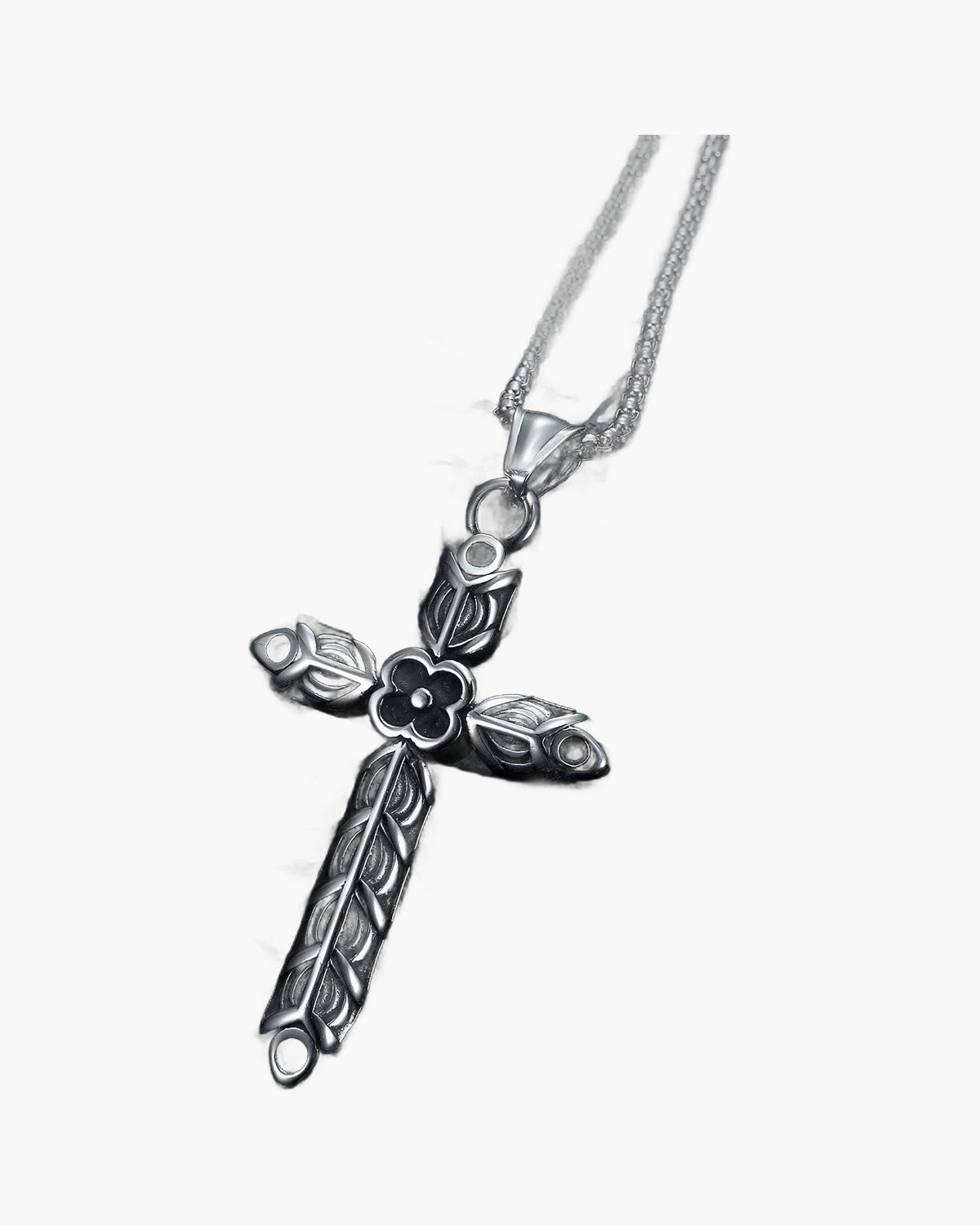 The Floral Cross Stainless Steel Floral Cross Necklace view 7