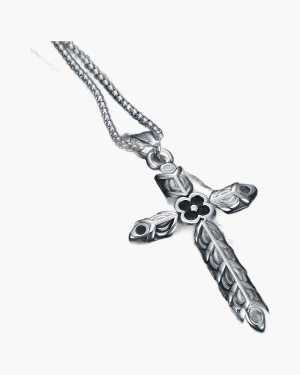 The Floral Cross Stainless Steel Floral Cross Necklace view 4