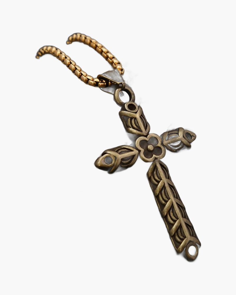 The Floral Cross Stainless Steel Floral Cross Necklace