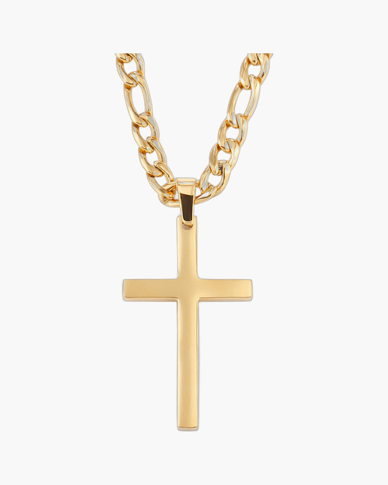 The Gilded Cross Men's Gold Stainless Steel Cross Necklace