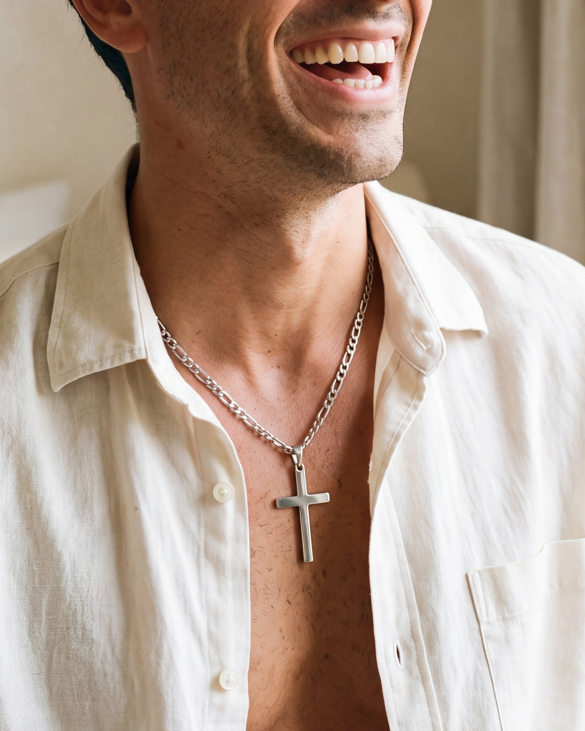 The Gilded Cross worn, second close-up, true to size [c:silver]