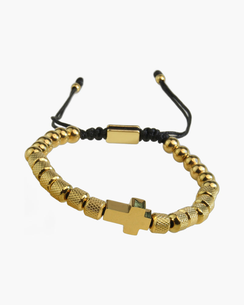 The Gilded Knot Gold-plated Cross Beaded Bracelet