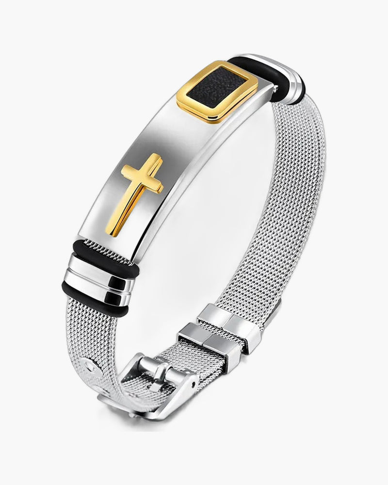 The Gilded Mesh Stainless Steel Mesh Cross Bracelet