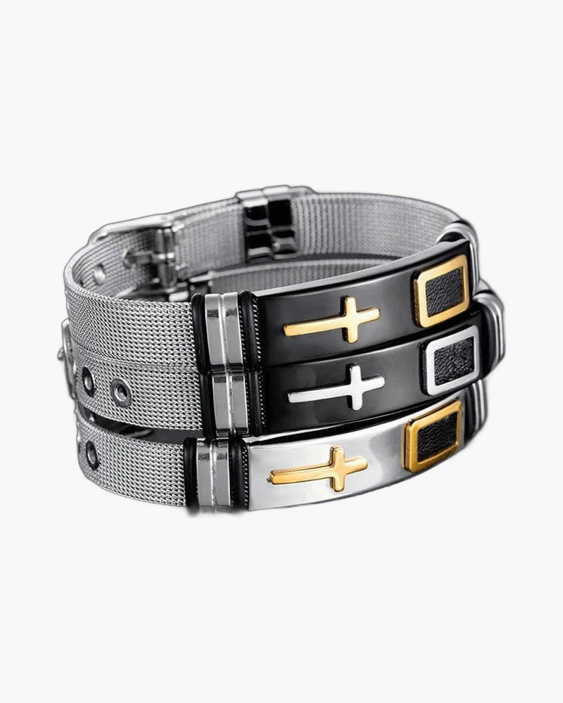 The Gilded Mesh Stainless Steel Mesh Cross Bracelet view 5