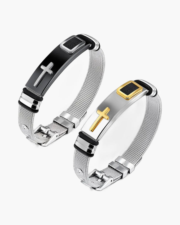 The Gilded Mesh Stainless Steel Mesh Cross Bracelet view 2