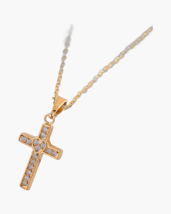 The Gilded Path Stainless Steel Zircon Cross Necklace view 2