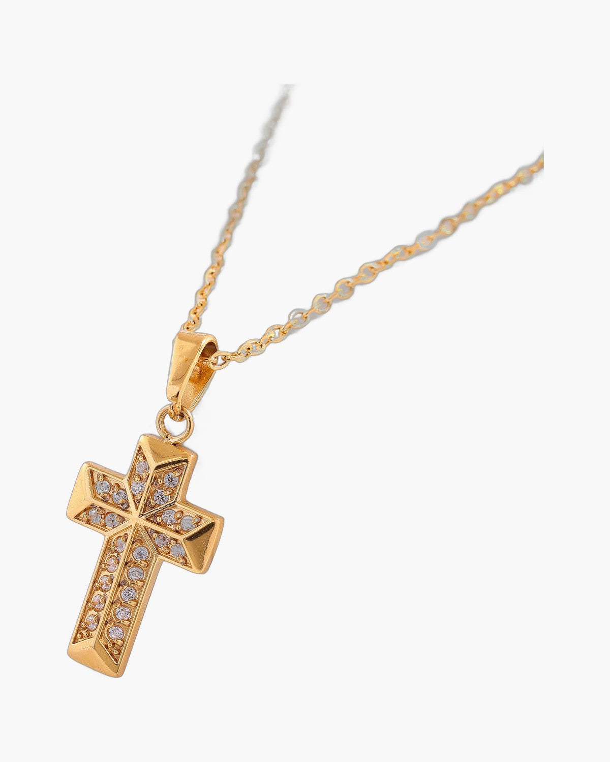 The Gilded Path Stainless Steel Zircon Cross Necklace view 9