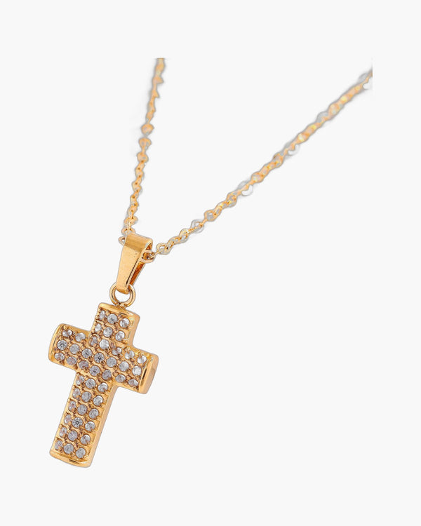 The Gilded Path Stainless Steel Zircon Cross Necklace view 3