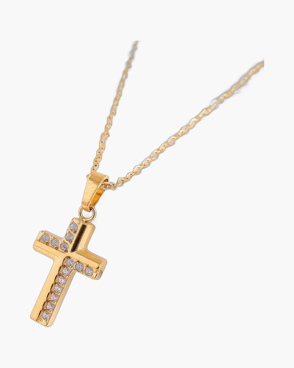 The Gilded Path Stainless Steel Zircon Cross Necklace