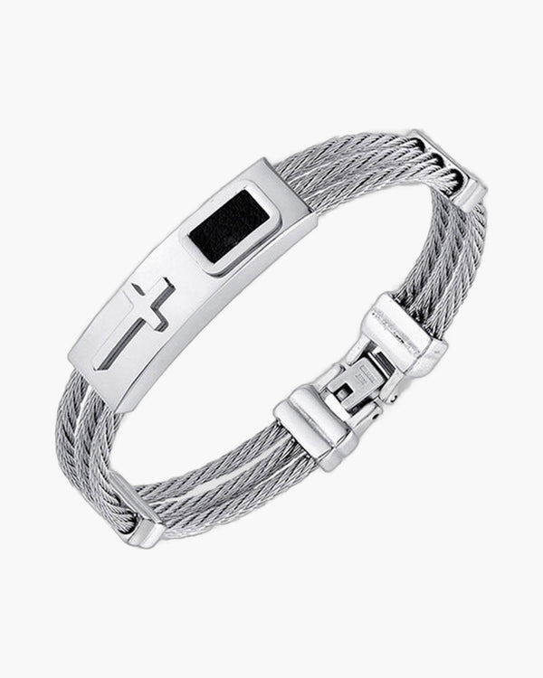 The Gilded Strands Men's Gold Tone Cross Bracelet view 3