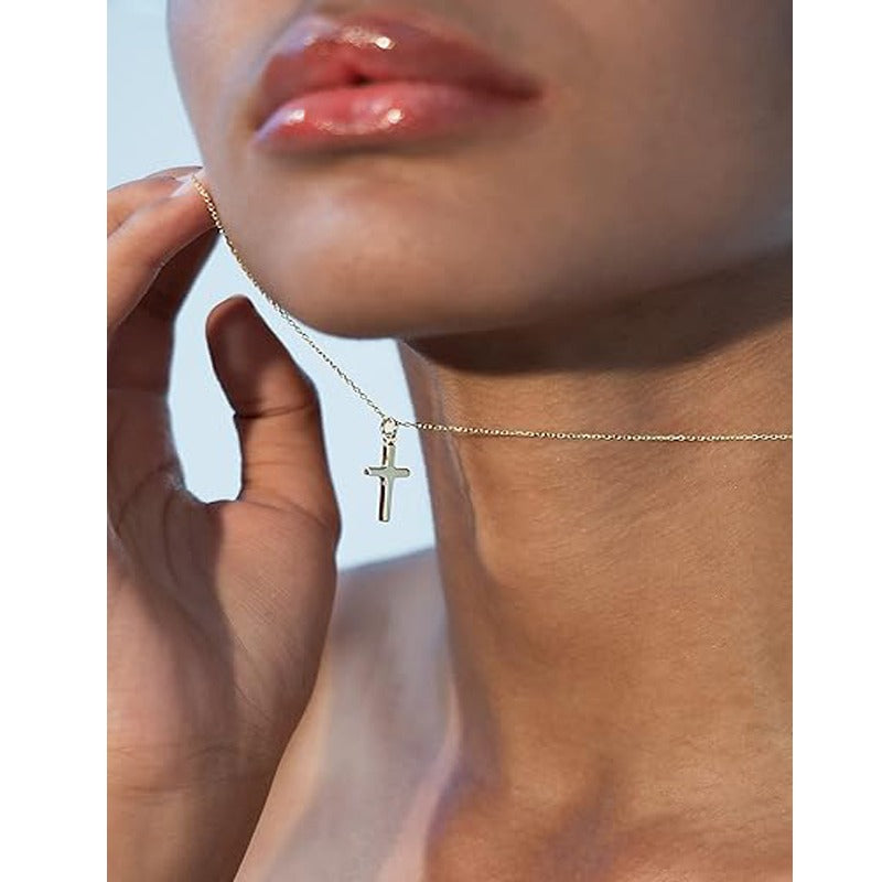 The Godchild's Cross, Gold-Plated Small Cross Necklace, view 4