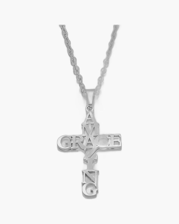 The Graced Cross Stainless Steel Amazing Grace Cross Necklace view 3