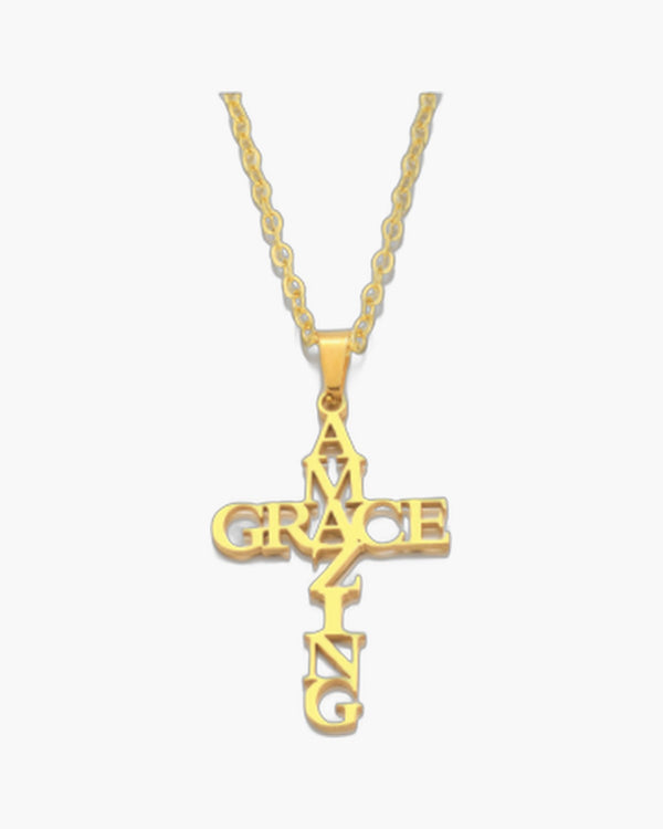 The Graced Cross Stainless Steel Amazing Grace Cross Necklace view 4