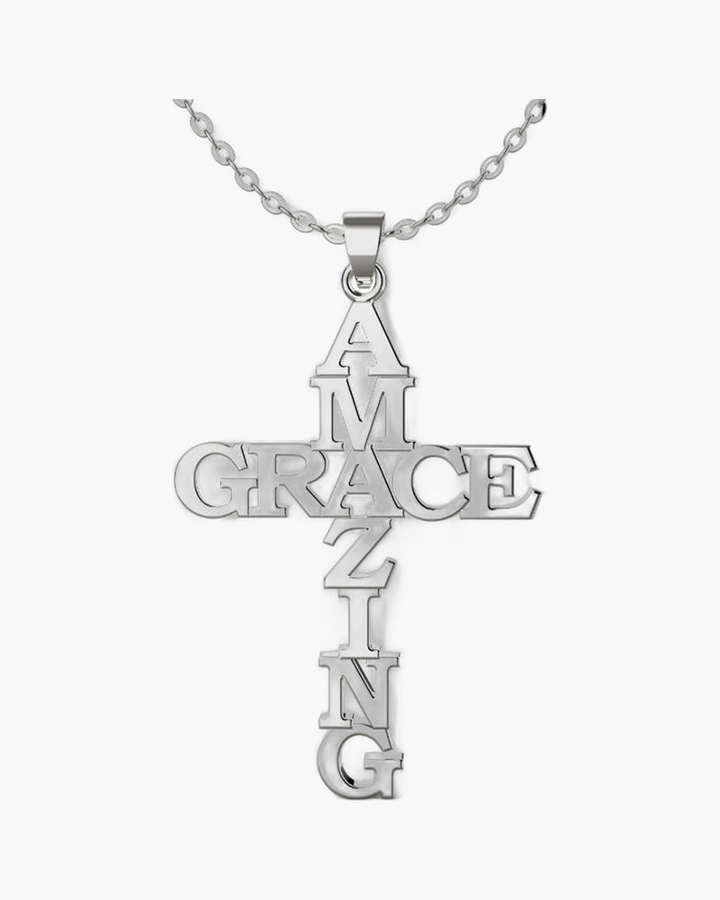 The Graced Cross Stainless Steel Amazing Grace Cross Necklace