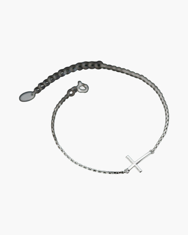 The Graceful Cross 925 sterling silver sideways cross bracelet