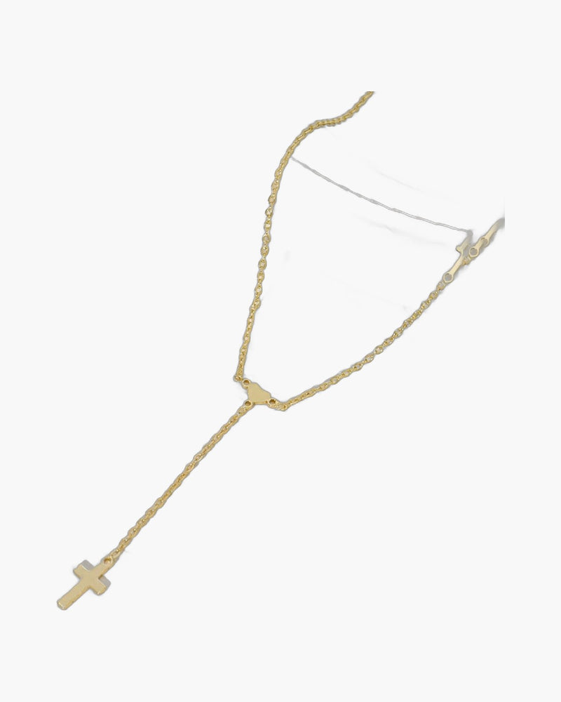 The Graceful Y Stainless Steel Heart Cross Y Necklace