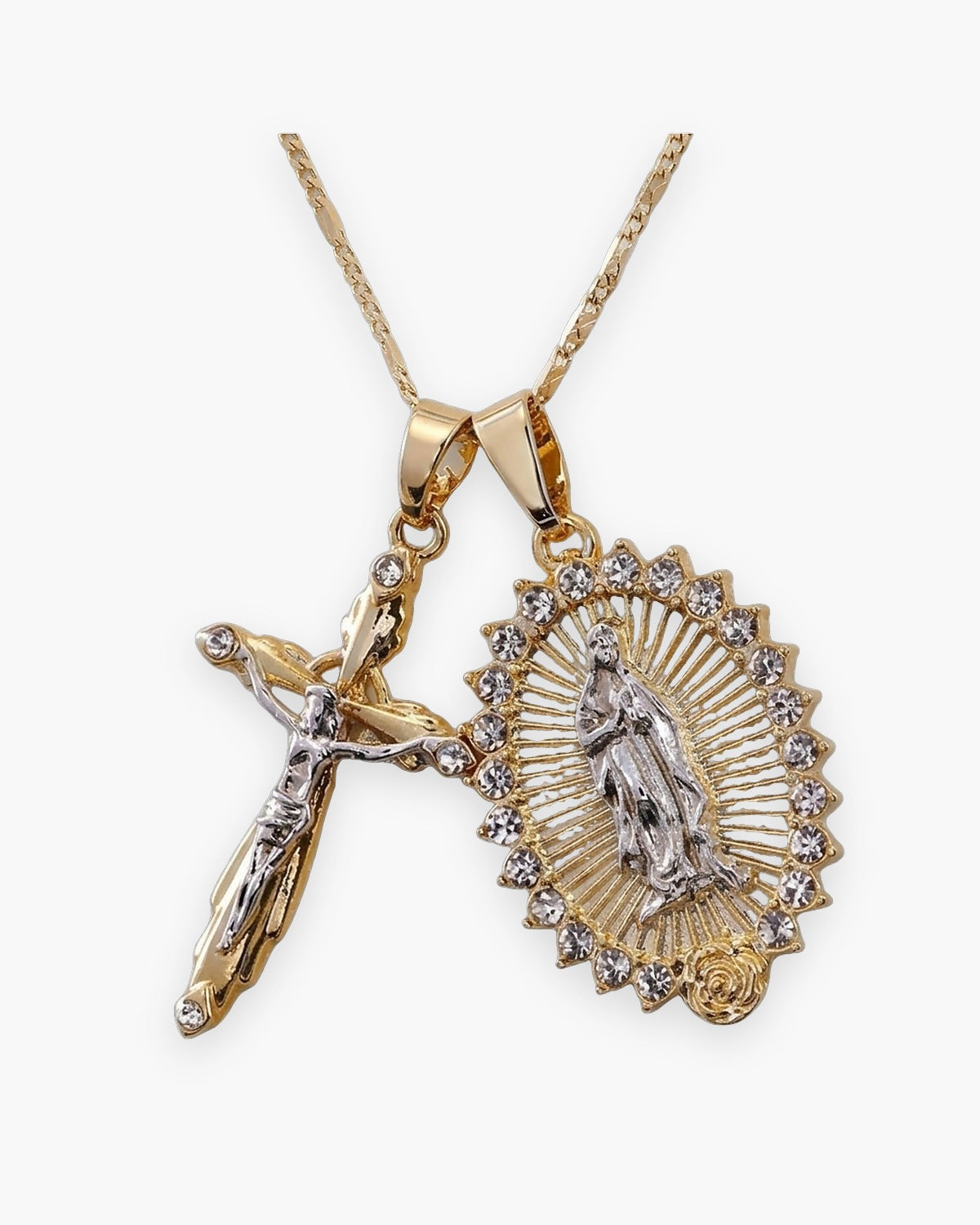The Guadalupe Crucifix, silver / gold, front view [c:silver]