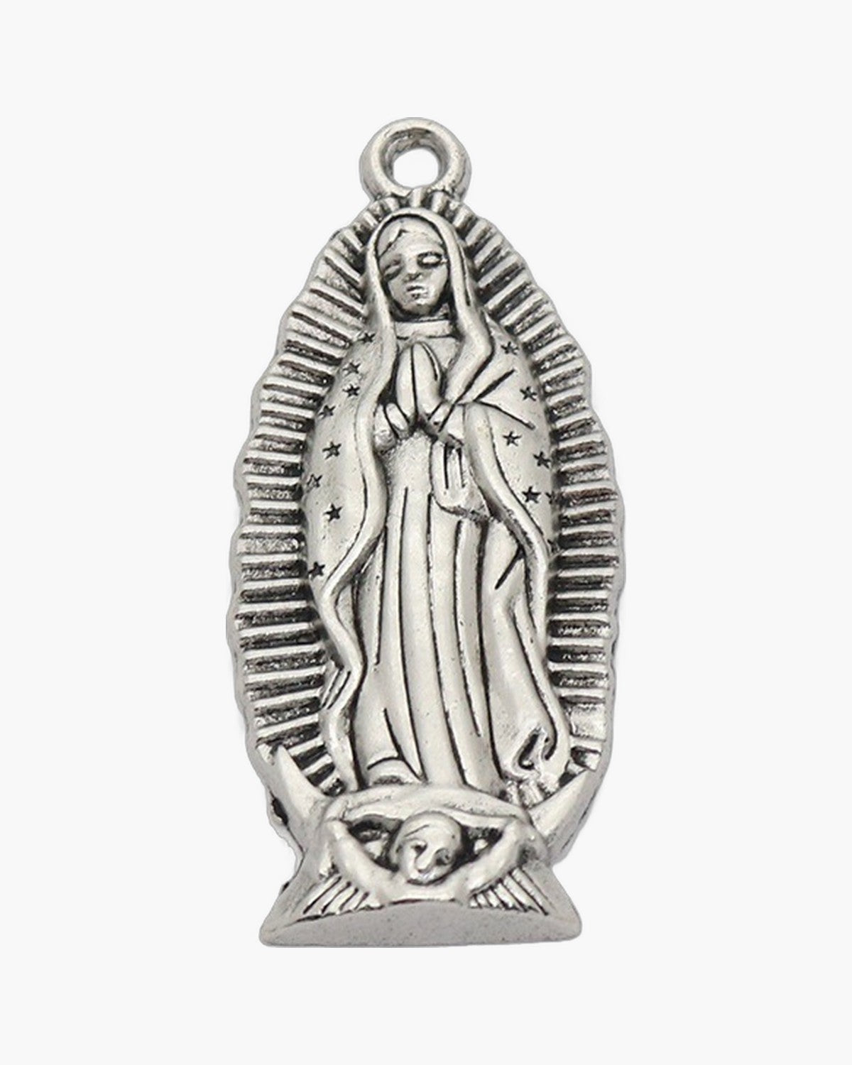 The Guadalupe Relief, Our Lady of Guadalupe Pendant Necklace in Antique Silver Tone, view 2