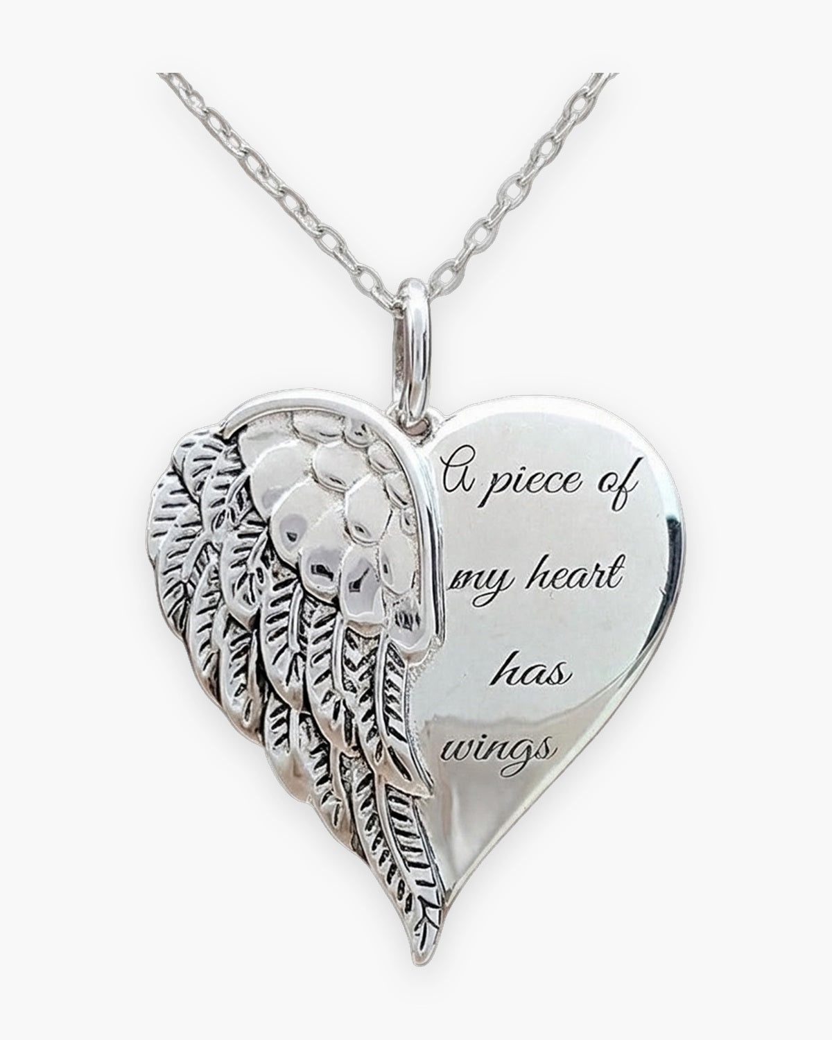 The Heart with Wings, silver, front view [c:silver]