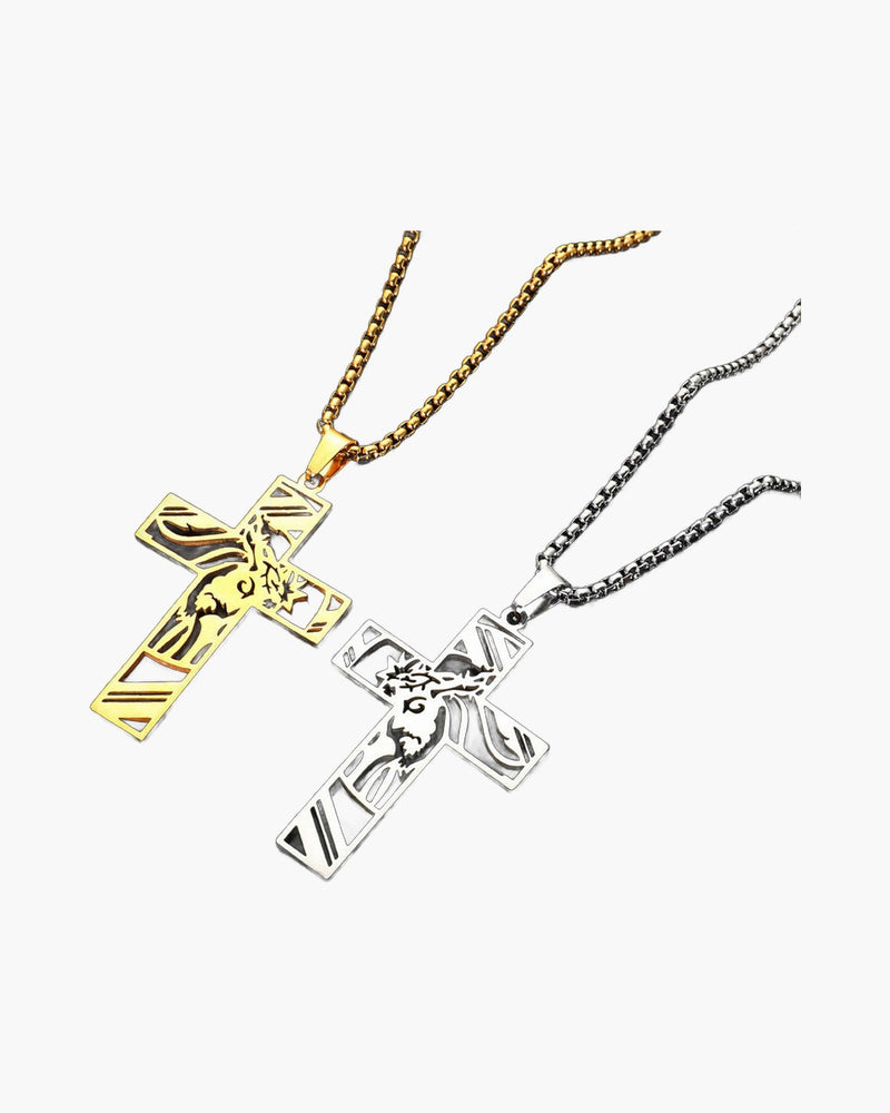 The Holy Visage Stainless Steel Jesus Cross Necklace